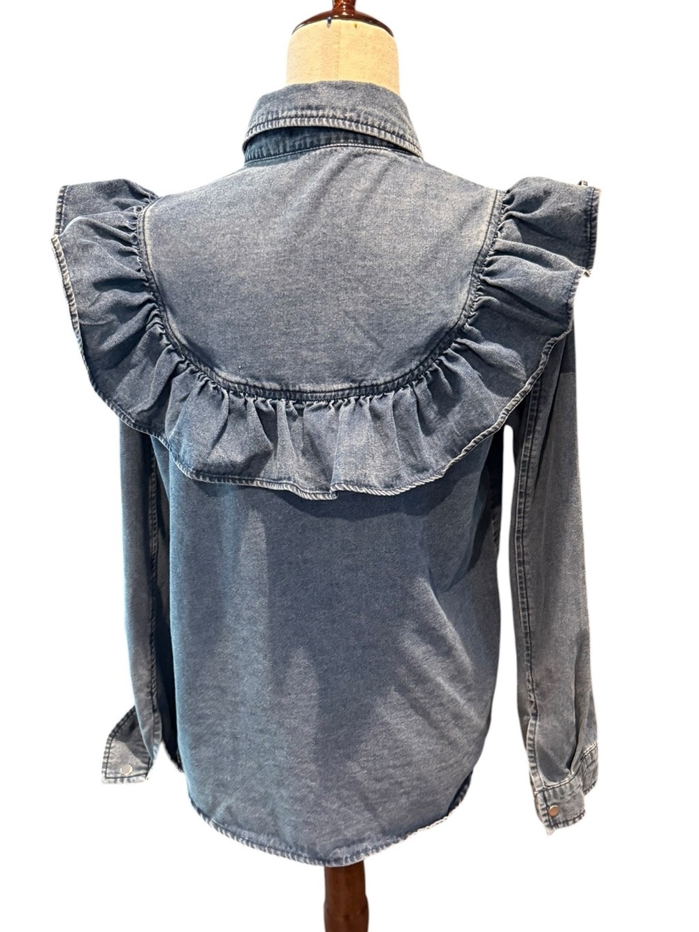 MOTF Ruffle Button-Down Blouse Size Large - Picture 2 of 6